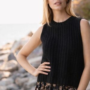 Marea Emilia Sweater Vest Black Ultra Soft Pull Over Sleevless